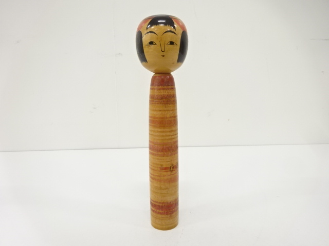 JAPANESE FOLK CRAFT / WOODEN KOKESHI DOLL / 25.1 cm / SIGNED ARTISAN WORK 